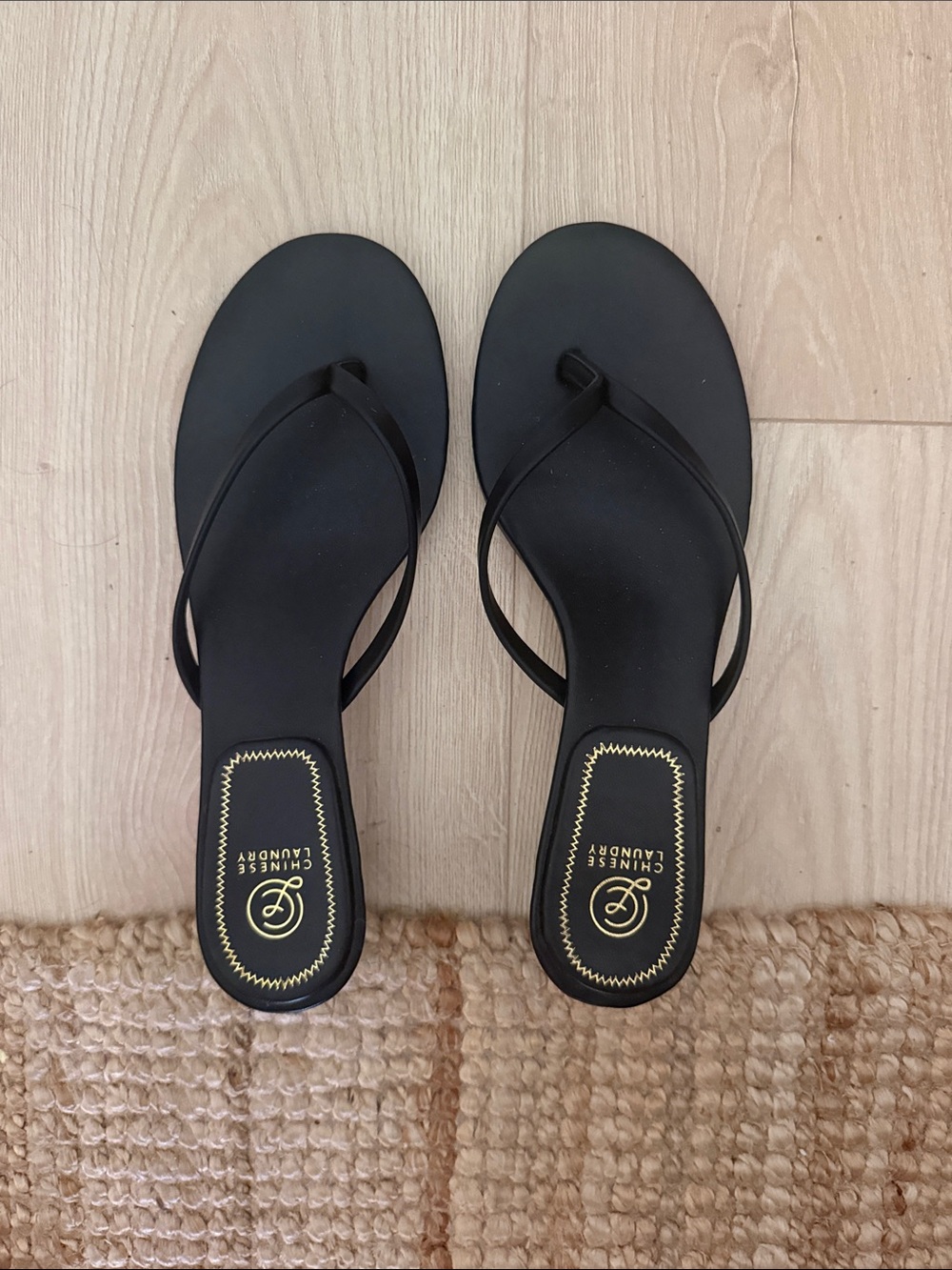 Black Kitten Heel Thong Sandal Flip Flops